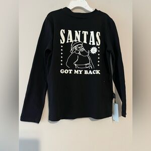 Tiny Tribe Kids Black Long Sleeve Santa Shirt